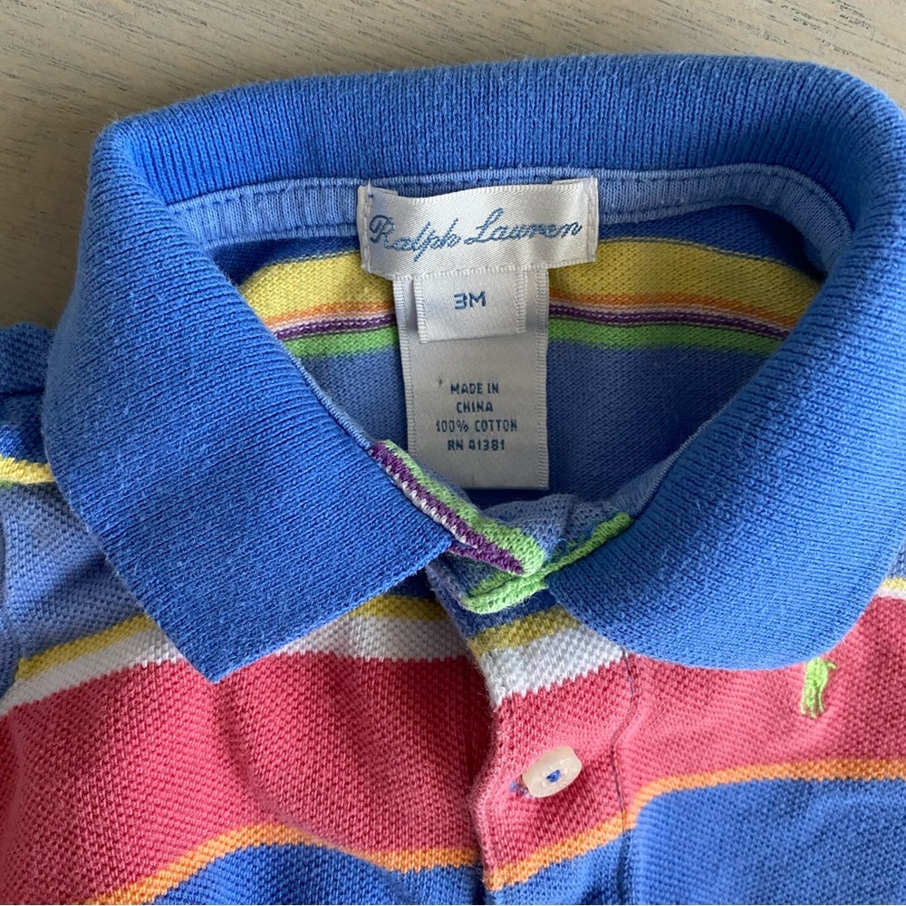 Polo Ralph Lauren Baby Romper Bundle Size 3M – Red Logo + Striped - Picture 5 of 6